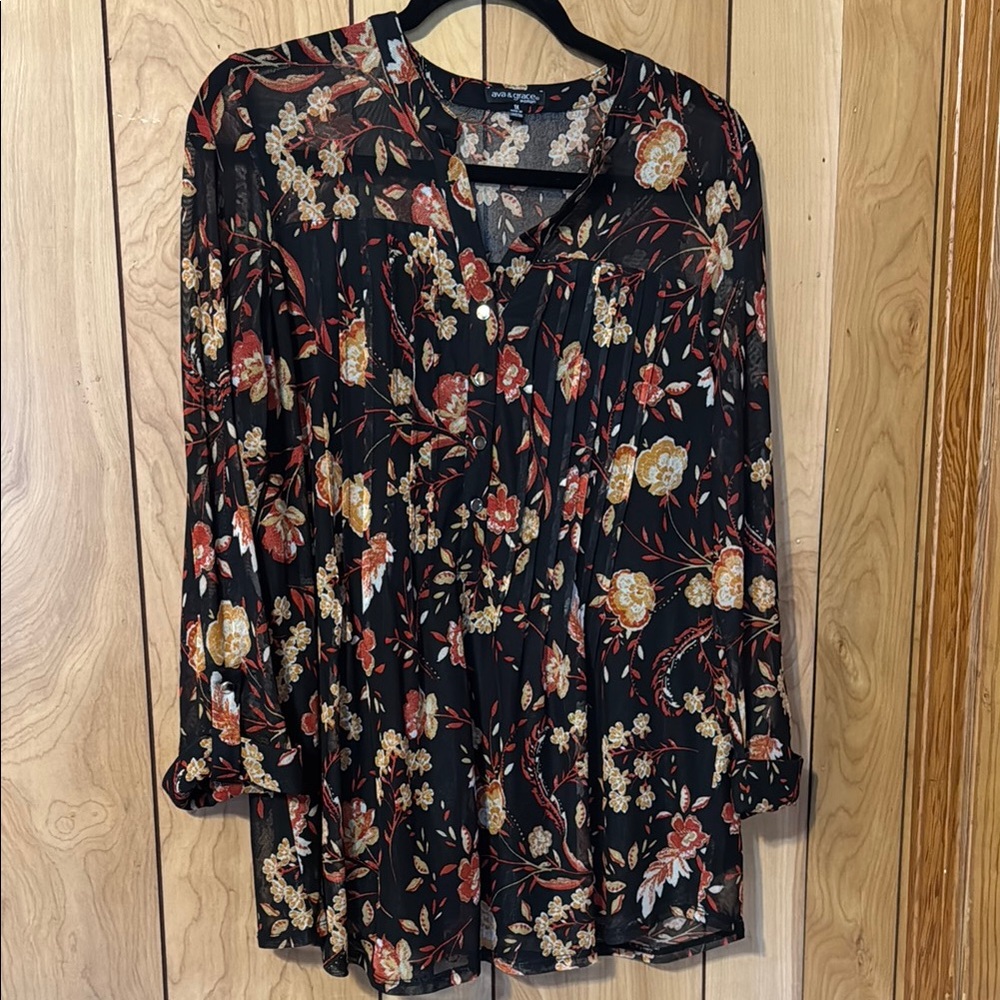 Floral Black Blouse